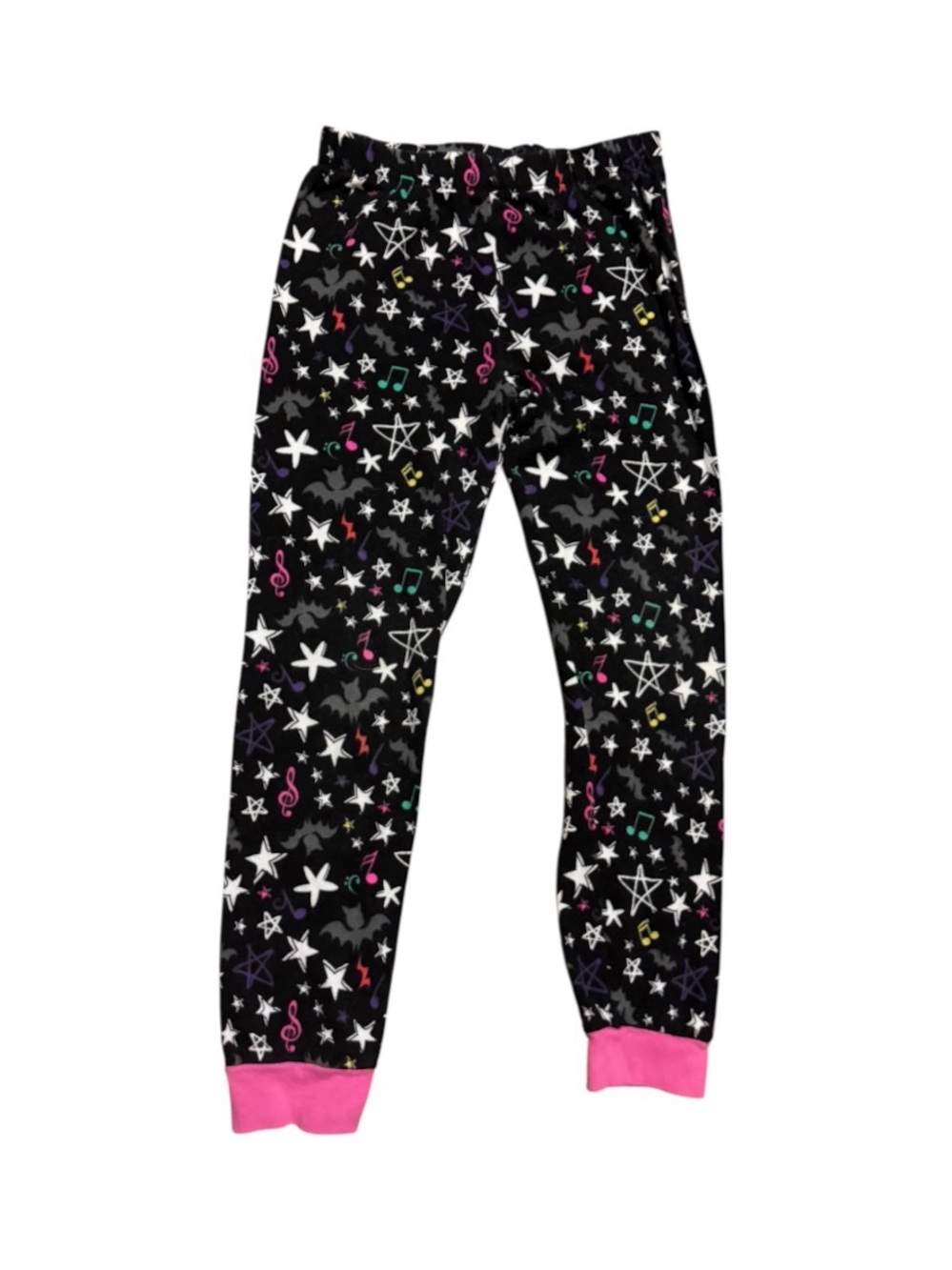 Disney Black Star & Music Note Pajama Pants with Pink Cuffs